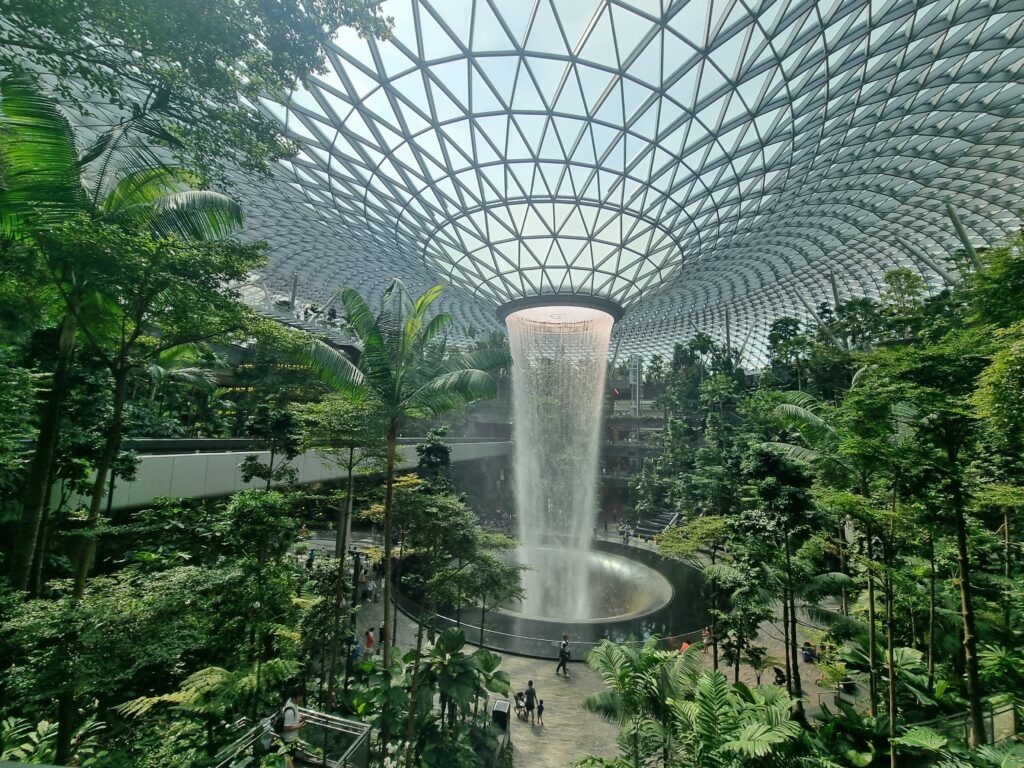 Gardens by the Bay Supertree Grove light show at night Singapore skyline